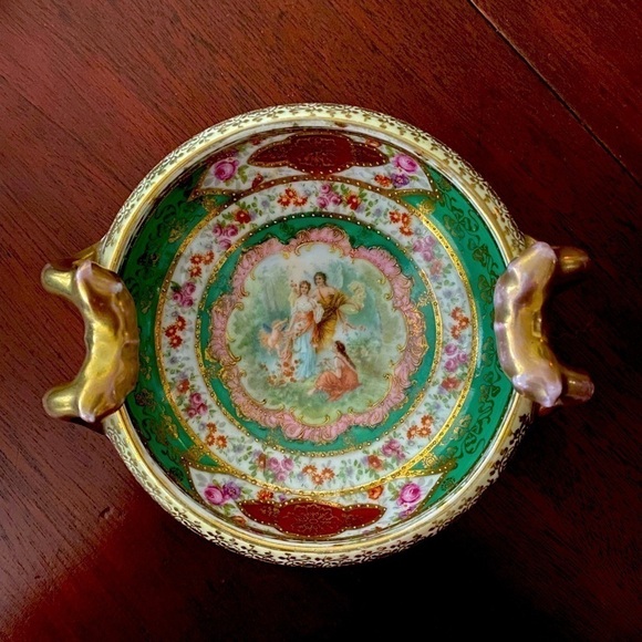 Vintage Hand Painted Two Handled Compote - Picture 1 of 6